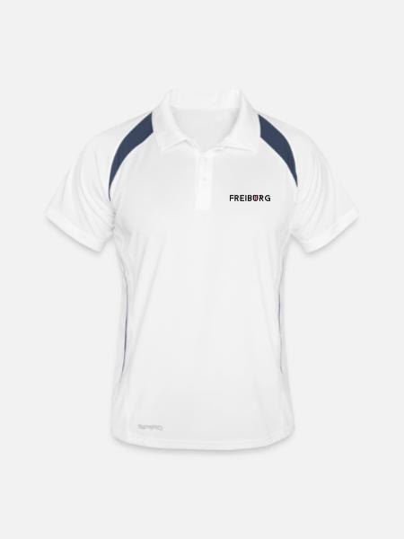 freiburg - Männer Polo atmungsaktiv - Weiß/Navy - Vorne