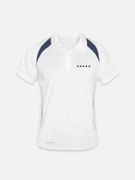 Fünf Sterne - Männer Polo atmungsaktiv - Weiß/Navy - Vorne