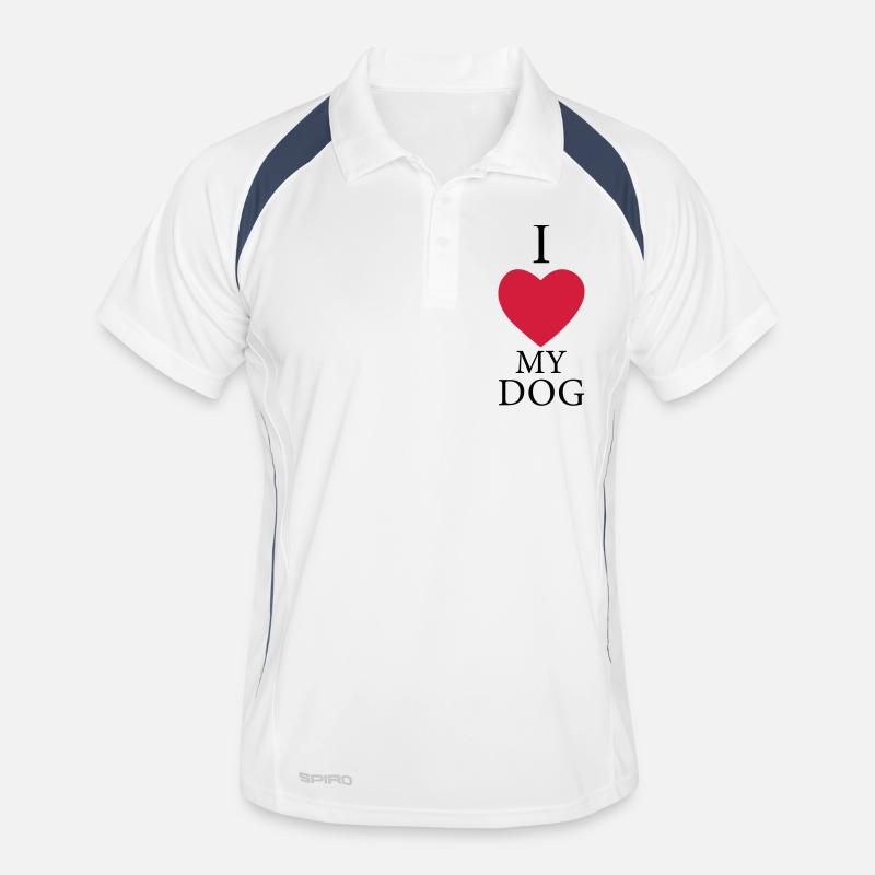 i love my dog - Männer Polo atmungsaktiv - Weiß/Navy