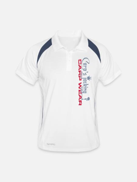 Carps jacking vertical carp wear - Polo respirant Homme - blanc/marine - Devant