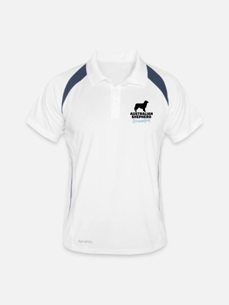 Australian shepherd - Polo respirant Homme - blanc/marine