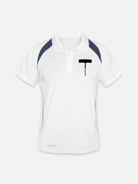 Korkenzieher - Männer Polo atmungsaktiv - Weiß/Navy - Vorne