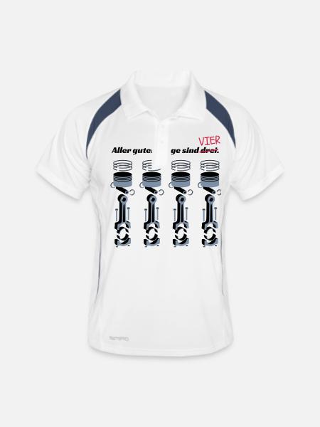 Aller guten Dinge sind 4! - Männer Polo atmungsaktiv - Weiß/Navy - Vorne