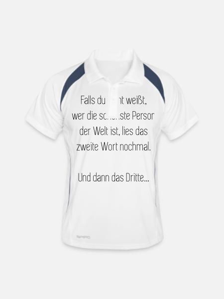 Du NICHT - Männer Polo atmungsaktiv - Weiß/Navy - Vorne