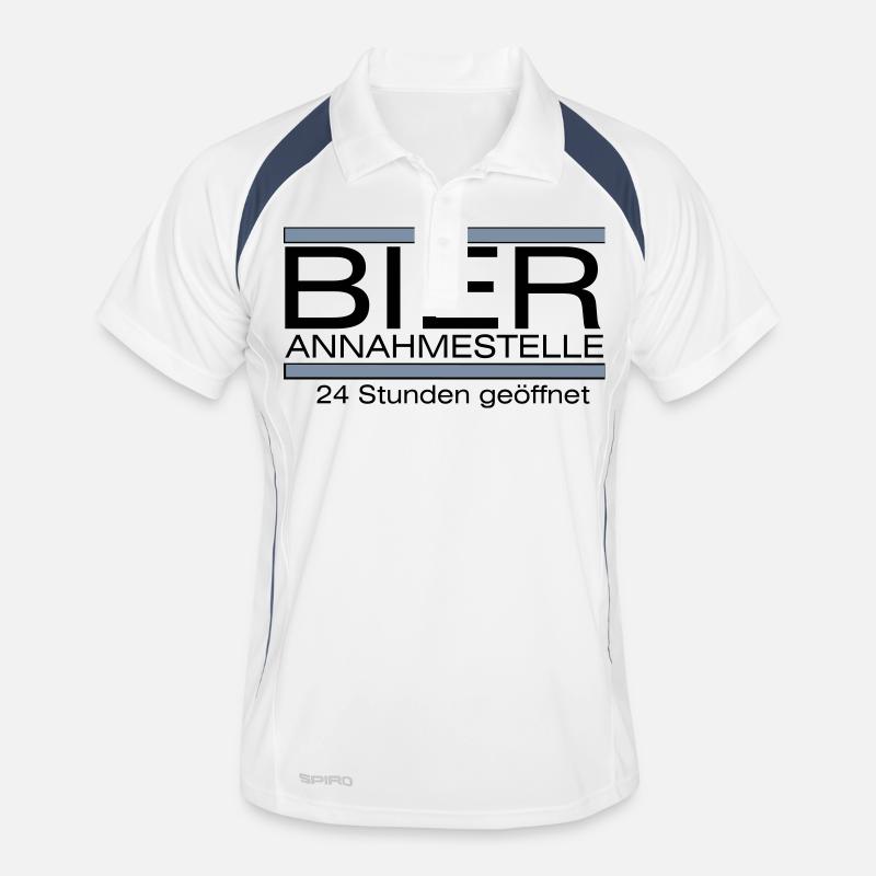 Bier-Annahmestelle - Männer Polo atmungsaktiv - Weiß/Navy