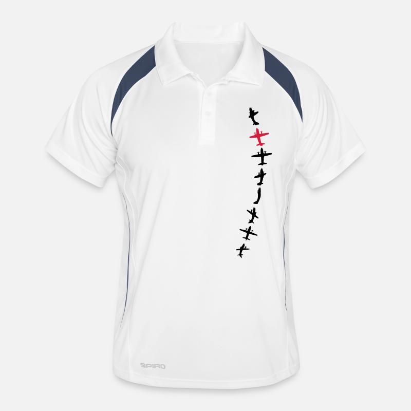 PINKwhite Aircraft - Männer Polo atmungsaktiv - Weiß/Navy