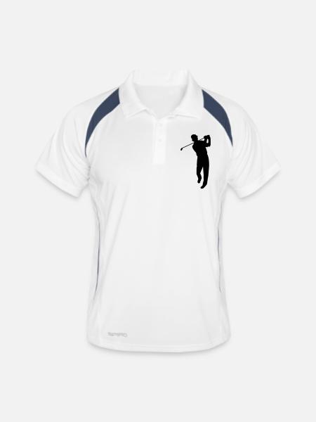 golfer - Männer Polo atmungsaktiv - Weiß/Navy - Vorne