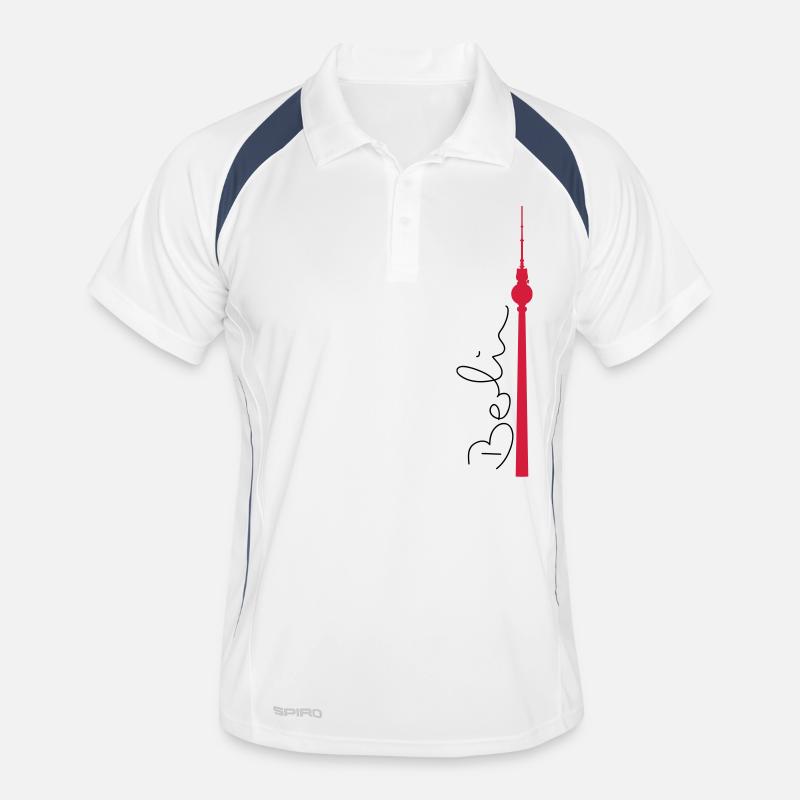 Berlin Fernsehturm - Männer Polo atmungsaktiv - Weiß/Navy