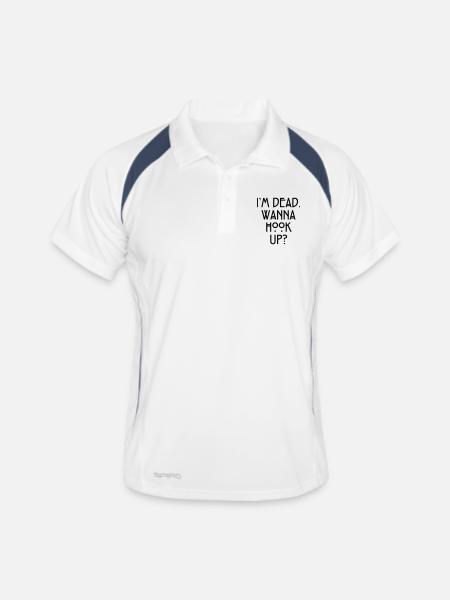 I'm dead. Wanna hook up? - Männer Polo atmungsaktiv - Weiß/Navy - Vorne