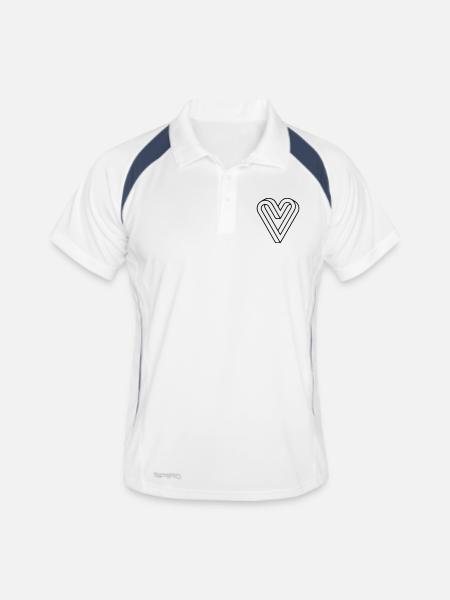 Coeur impossible, illusion optique - Polo respirant Homme - blanc/marine - Devant