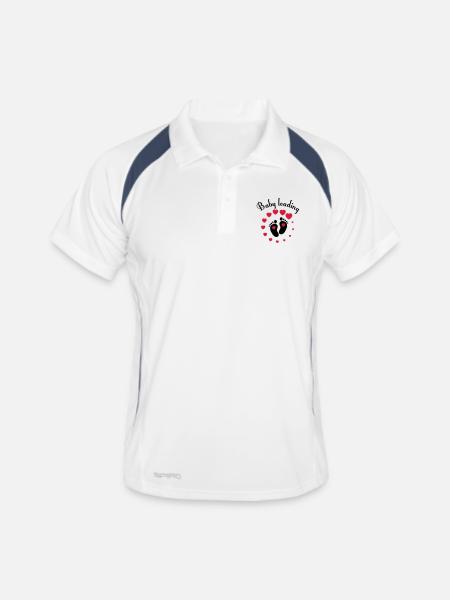 Baby loading - Männer Polo atmungsaktiv - Weiß/Navy - Vorne