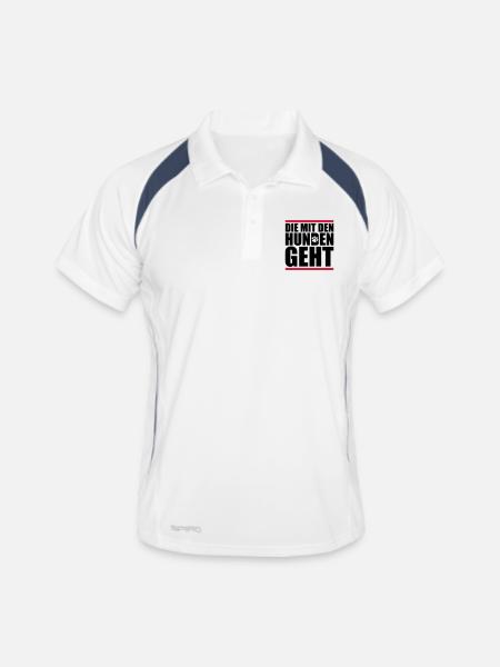 mit den hunden geht - Männer Polo atmungsaktiv - Weiß/Navy - Vorne