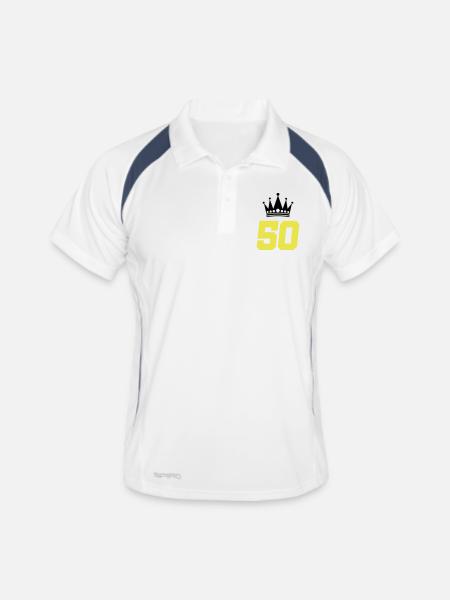 50 CZK - Polo respirant Homme - blanc/marine - Devant