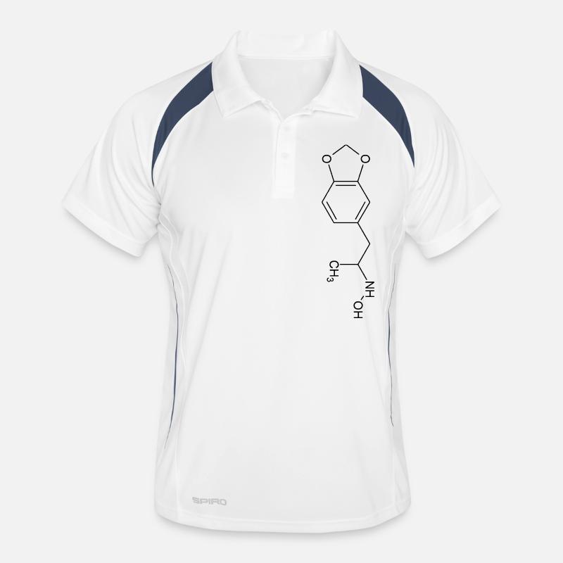 MDMA Strukturformel - Männer Polo atmungsaktiv - Weiß/Navy