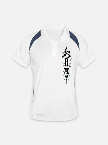 modernen Fackel - Männer Polo atmungsaktiv - Weiß/Navy - Vorne