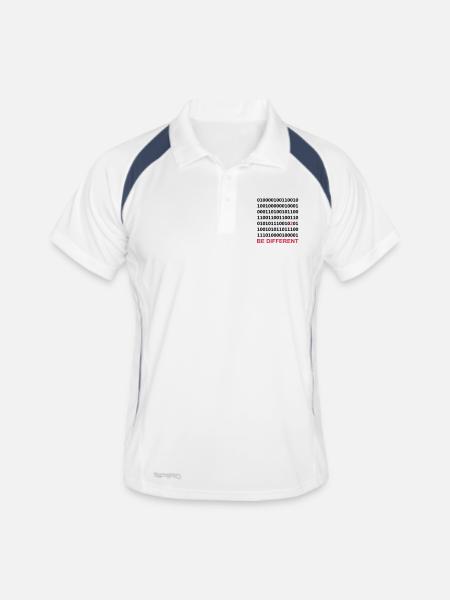 Be Different - Binär - Digital - Männer Polo atmungsaktiv - Weiß/Navy - Vorne