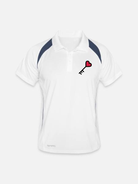la clé du coeur de la Saint Valentin - Polo respirant Homme - blanc/marine - Devant