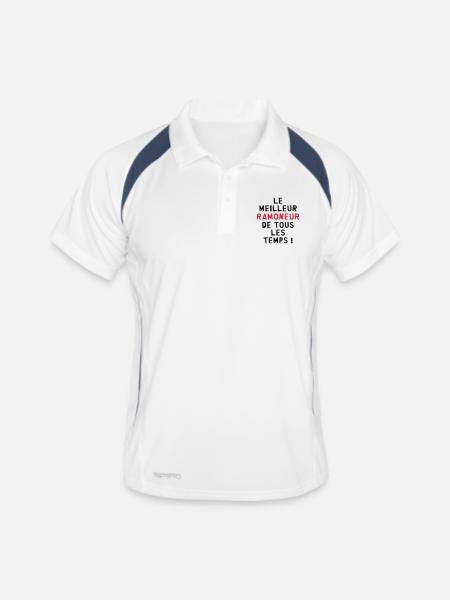 Ramoneur / Ramoner / Cheminée / Artisan - Polo respirant Homme - blanc/marine - Devant