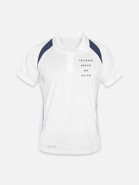 Techno hält mich am Leben - Männer Polo atmungsaktiv - Weiß/Navy - Vorne