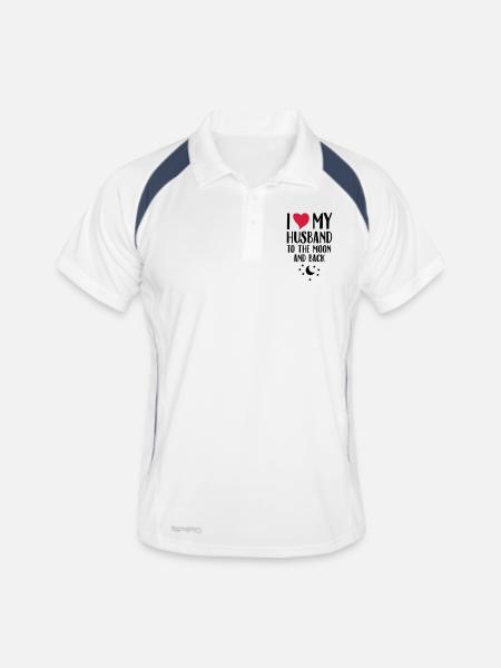I Love (Heart) My Husband To The Moon And Back - Men's Polo breathable - white/navy - Front