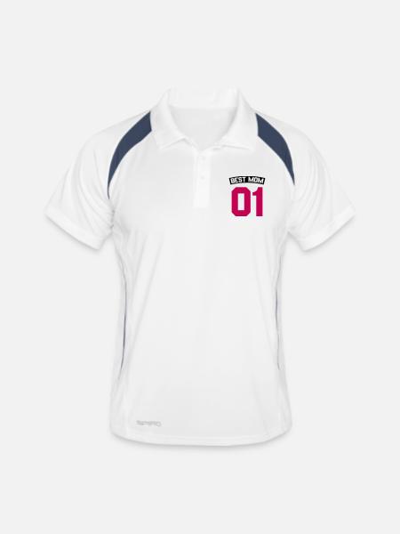 Best Mom - Männer Polo atmungsaktiv - Weiß/Navy - Vorne