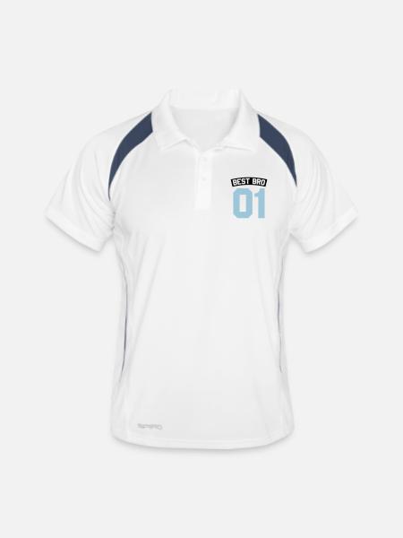Best Bro - Männer Polo atmungsaktiv - Weiß/Navy - Vorne
