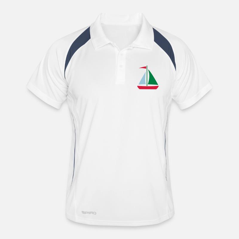 Segelboot_2_3clr - Männer Polo atmungsaktiv - Weiß/Navy
