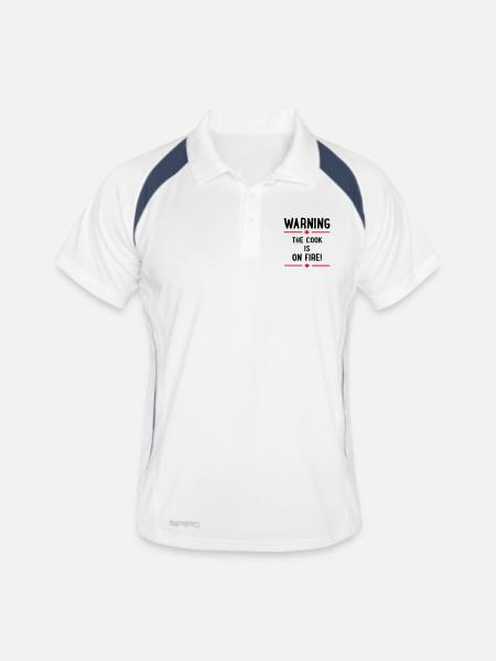 Dictons amusants pour les chefs - Polo respirant Homme - blanc/marine - Devant