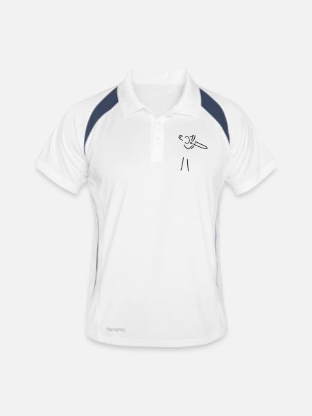 posaunist - Männer Polo atmungsaktiv - Weiß/Navy - Vorne