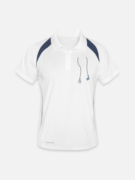 kopfhoerer3 - Männer Polo atmungsaktiv - Weiß/Navy - Vorne