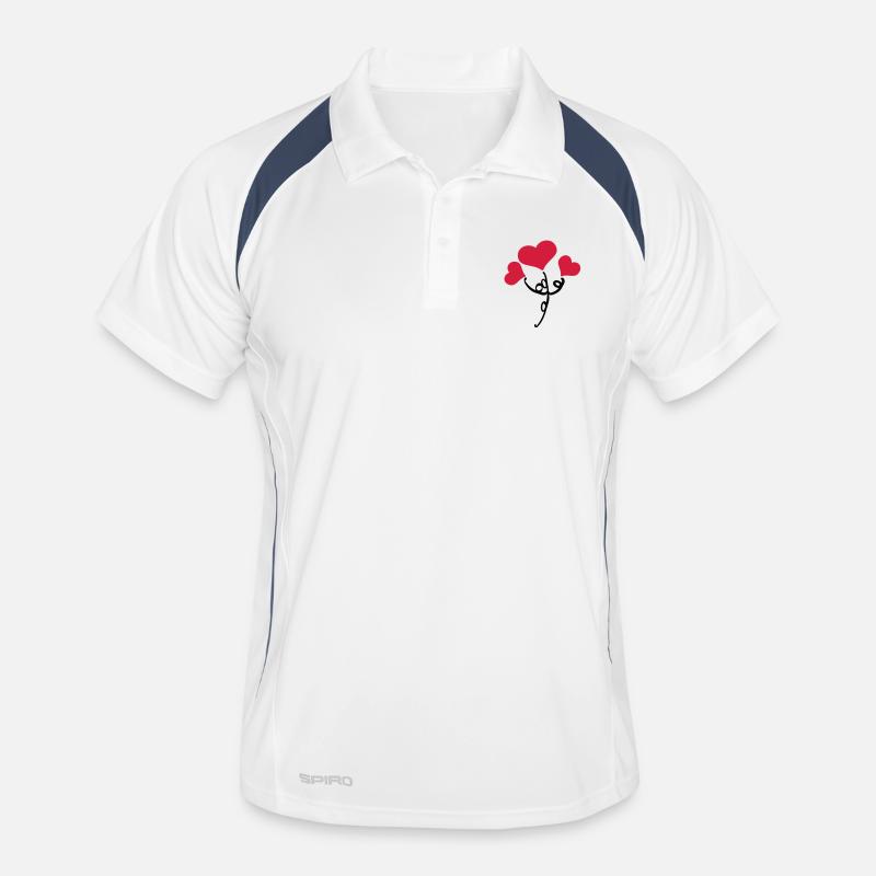 Rote Herzen Blume - Männer Polo atmungsaktiv - Weiß/Navy