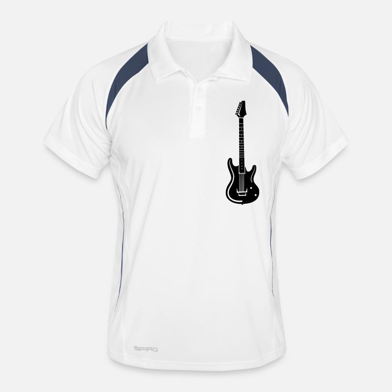 E-Gitarre - Männer Polo atmungsaktiv - Weiß/Navy