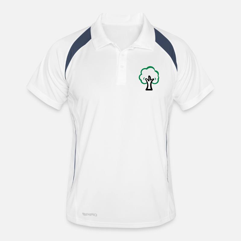 baum - Männer Polo atmungsaktiv - Weiß/Navy