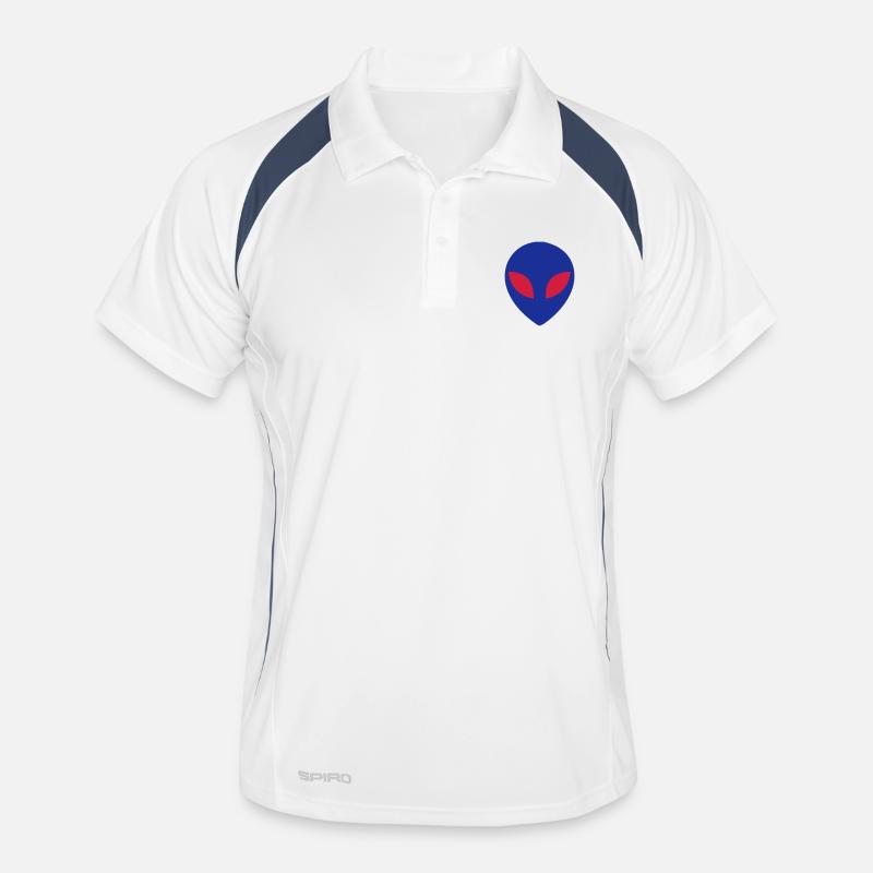 Alien - Männer Polo atmungsaktiv - Weiß/Navy