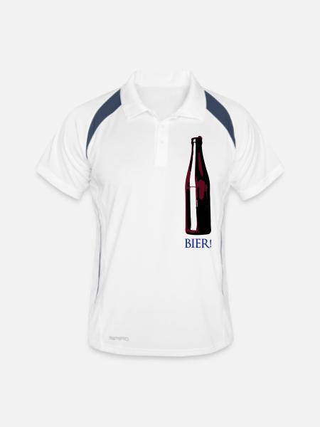 BIER - Männer Polo atmungsaktiv - Weiß/Navy - Vorne