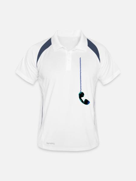phone - Men's Polo breathable - white/navy - Front