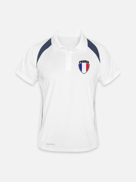 france - Polo respirant Homme - blanc/marine - Devant