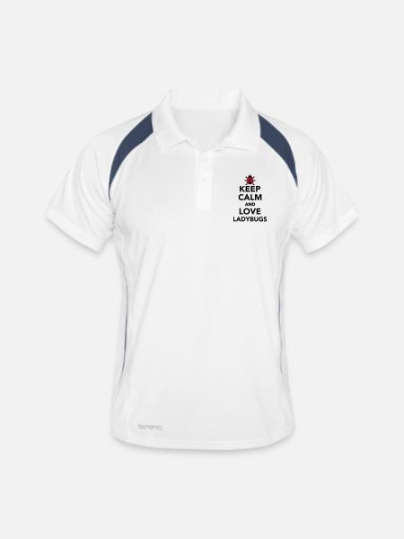 Marienkäfer - Männer Polo atmungsaktiv - Weiß/Navy - Vorne