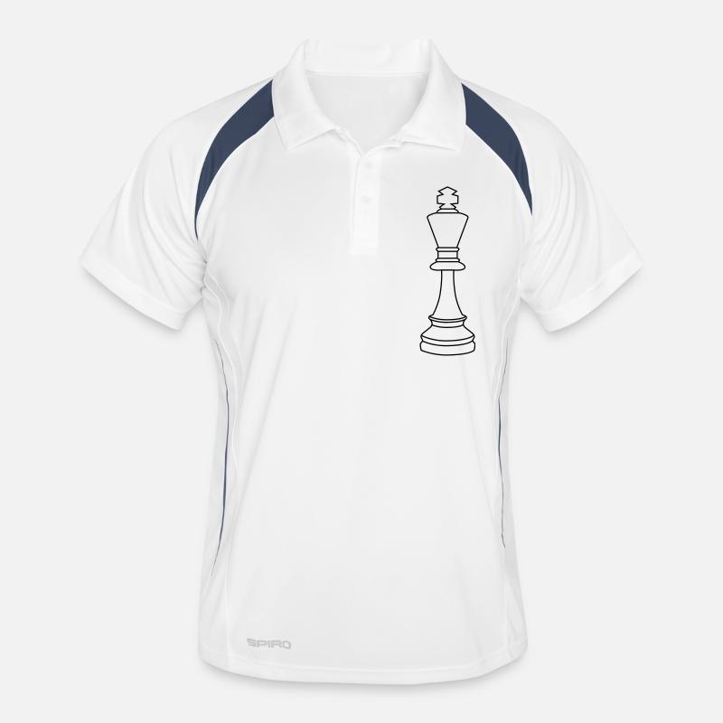Schach König - Männer Polo atmungsaktiv - Weiß/Navy