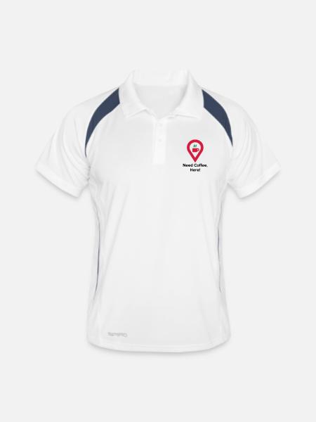 Need a coffee - Men's Polo breathable - white/navy - Front