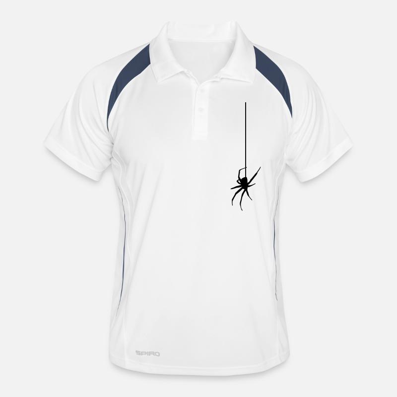Spider on a thread - Araignée - Polo respirant Homme - blanc/marine