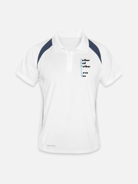 FAMILY (Father And Mother I Love You) - Männer Polo atmungsaktiv - Weiß/Navy - Vorne