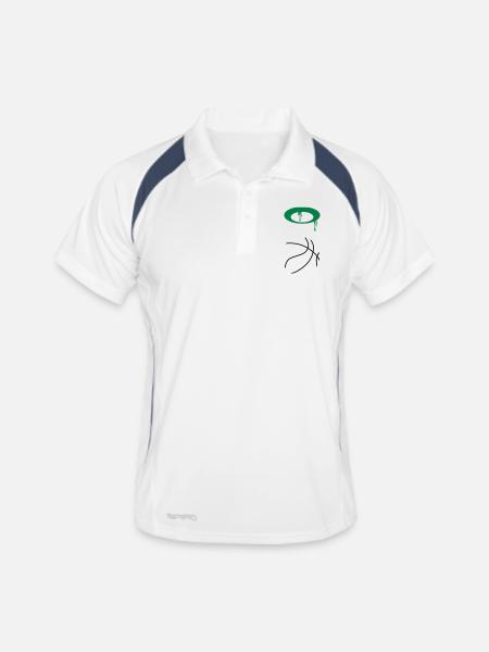 Basketball 5 0 08 - Männer Polo atmungsaktiv - Weiß/Navy - Vorne