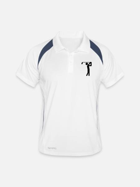 Golfer Symbol - Männer Polo atmungsaktiv - Weiß/Navy - Vorne
