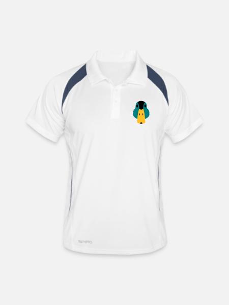 Ente / stilisiert - Männer Polo atmungsaktiv - Weiß/Navy - Vorne