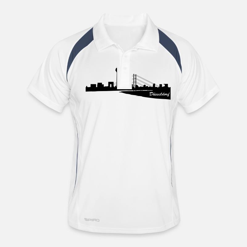 Düsseldorf Skyline 2 - Männer Polo atmungsaktiv - Weiß/Navy