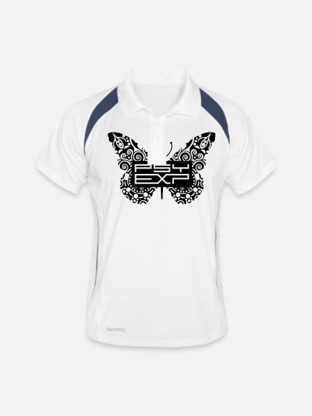 Psy Exp Logo - Männer Polo atmungsaktiv - Weiß/Navy - Vorne