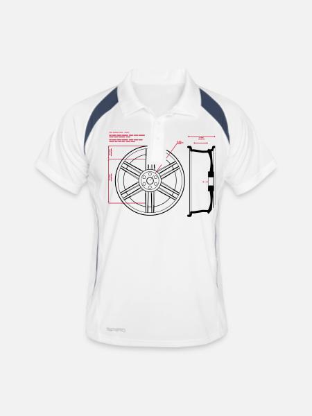 Alufelge Race - Männer Polo atmungsaktiv - Weiß/Navy - Vorne
