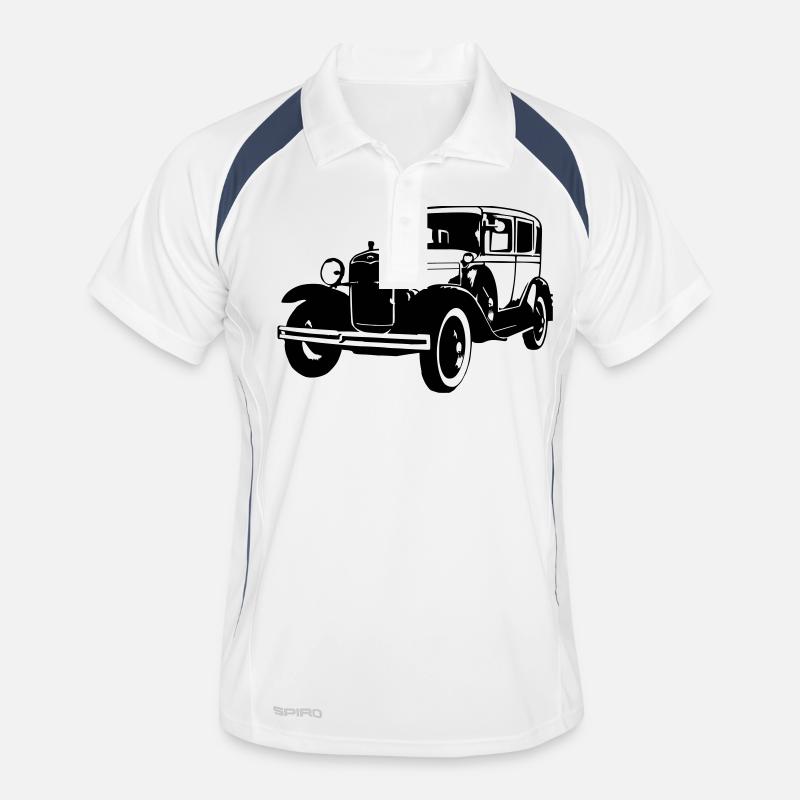 Oldtimer Limousine - Männer Polo atmungsaktiv - Weiß/Navy