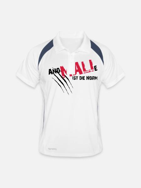 AnoMaliistdieNorm - Männer Polo atmungsaktiv - Weiß/Navy - Vorne